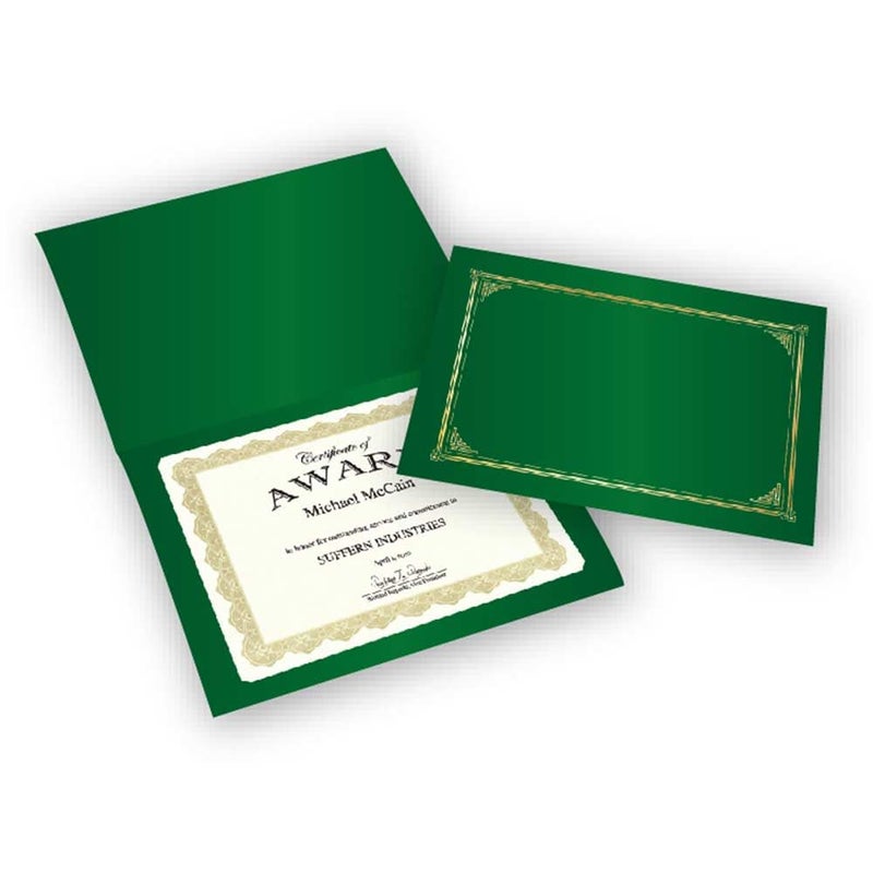 Geographics Classic Linen Green Certificate Holders with Gold Foil Border, 9.75" x 12.5", Pack of 6 â€“ Premium Document Covers for Awards, Diplomas & Certificates - Image 4